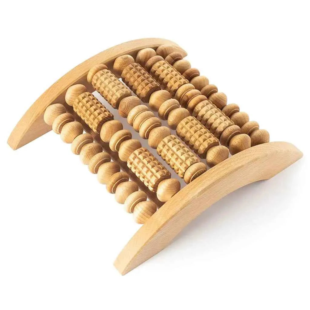 Wooden Foot Massager — Multi-Roller Foot Relaxation Tool