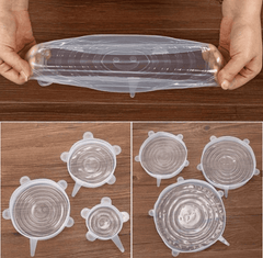 Set Of 6 Round Silicone Stretch Lids