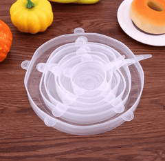 Set Of 6 Round Silicone Stretch Lids
